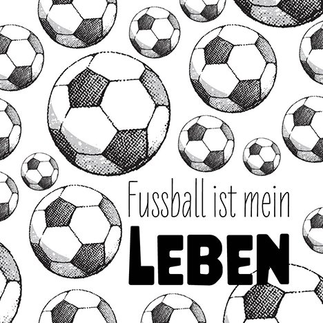 Papierservietten, Schwarz, Weiss, 33 x 33 cm, Fussball Leben