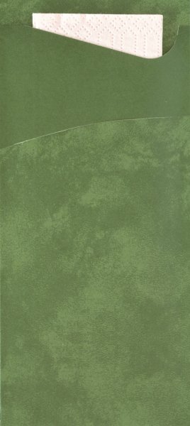 Bestecktasche Papier, Dunkelgrün, mit Serviette, Crème, 8.5 x 19 cm, 100 Stk.