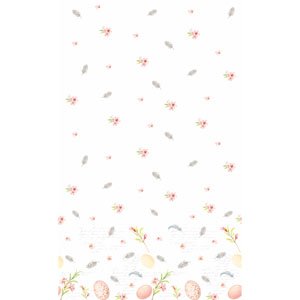 Tischdecke Papier, Weiss, Rosa, 138 x 220 cm, Eggs & Feathers
