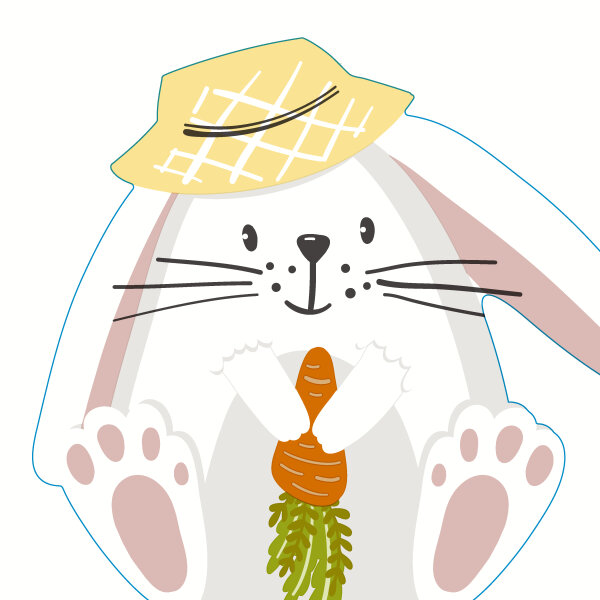 Papierservietten, Gelb, Weiss, 33 x 33 cm, Bunny with Hat 1 x 12 Stk. (12 Stk.)