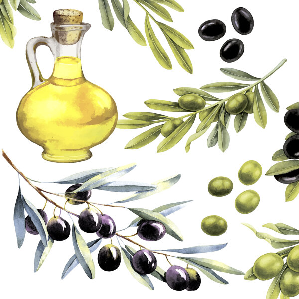 Papierservietten, bunt, 33 x 33 cm, Olives 1 x 20 Stk. (20 Stk.)