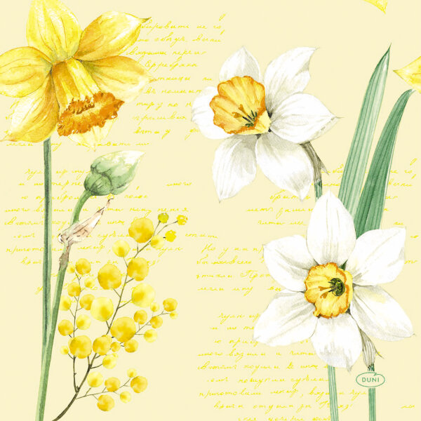 Papierservietten, Gelb, Weiss, 33 x 33 cm, Spring Daffodil 1 x 20 Stk. (20 Stk.)