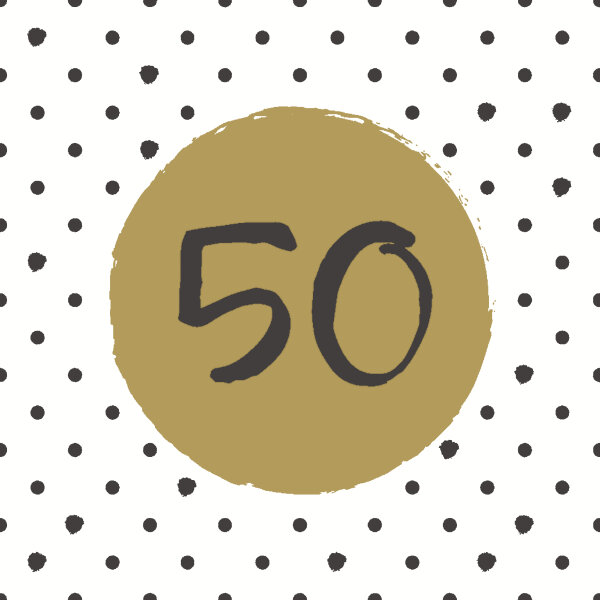 Zelltuch-Servietten, Gold, Schwarz, 33 x 33 cm, 50th Happy Birthday 1 x 20 Stk. (20 Stk.)
