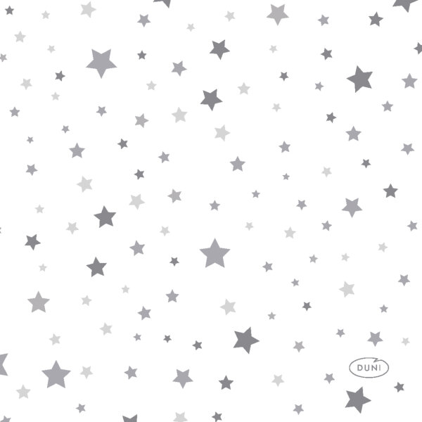 Papierservietten, Grau, Weiss, 24 x 24 cm, Silver Stardust 1 x 20 Stk. (20 Stk.)