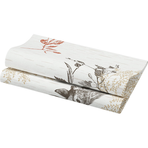 Papierservietten Bio Dunisoft, Weiss, Braun, 40 x 40 cm, Wood & Deer, 1 x 60 Stk. (60 Stk.)