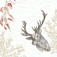 Papierservietten Bio Dunisoft, Weiss, Braun, 40 x 40 cm, Wood & Deer, 1 x 60 Stk. (60 Stk.)