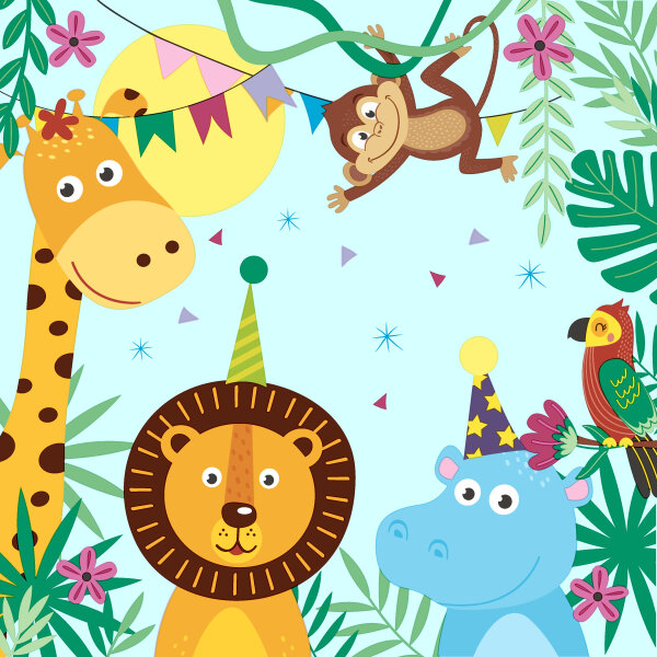 Papierservietten, bunt, 33 x 33 cm, Party Animals 1 x 20 Stk. (20 Stk.)
