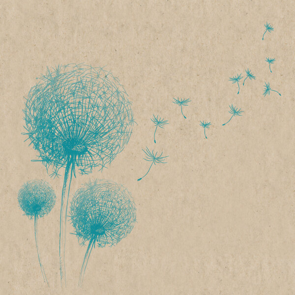 Papierservietten, Beige, Blau, 33 x 33 cm, Fly away 1 x 25 Stk. (25 Stk.)
