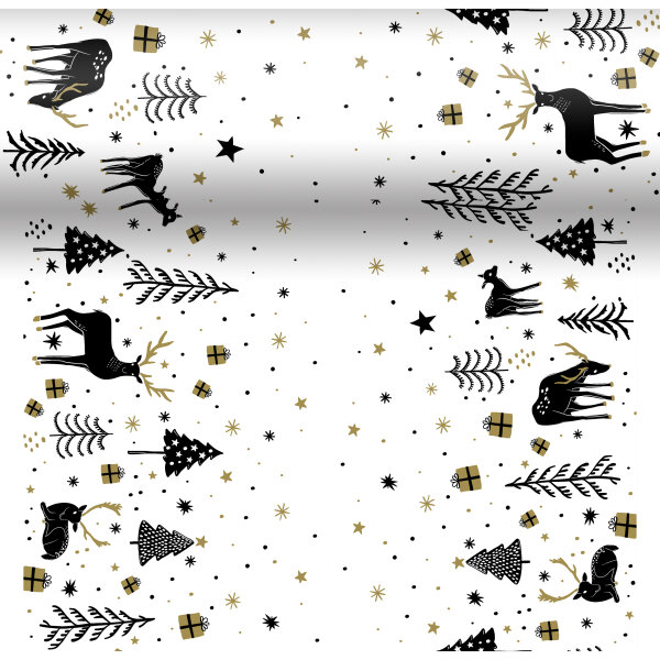 Tischset, Tischläufer, Tête-à-Tête Papier, Schwarz, Weiss, 40 x 480 cm, Magic Winter 1 Stk.
