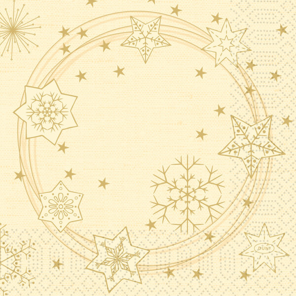 Papierservietten, Crème, Gold, 24 x 24 cm, Star Shine Cream 1 x 20 Stk. (20 Stk.)