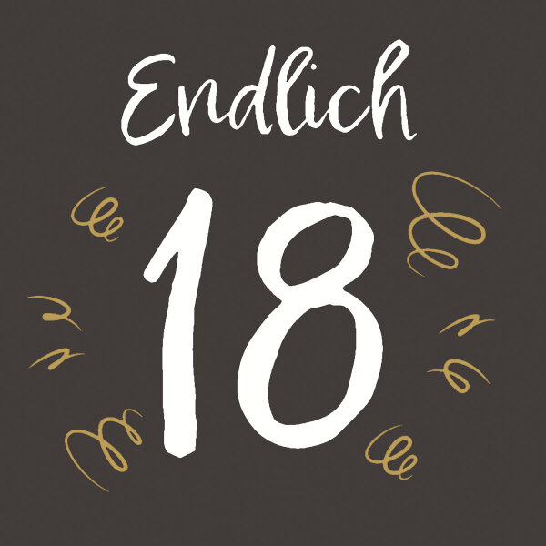 Zelltuch-Servietten, Weiss, Schwarz, 33 x 33 cm, 18th Happy Birthday 1 x 20 Stk. (20 Stk.)