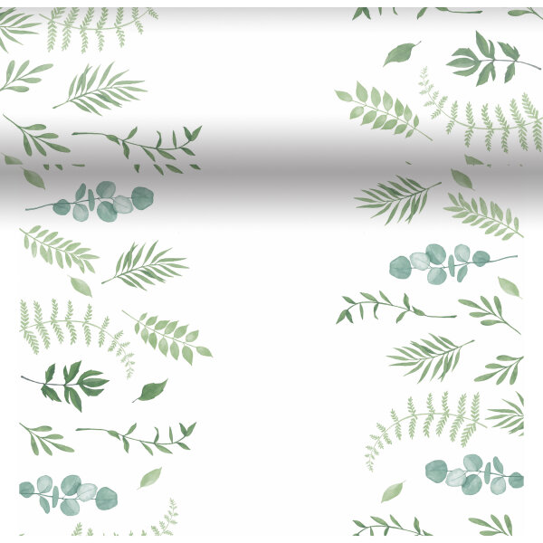 Tischset, Tischläufer, Tête-à-Tête Papier, Weiss, Grün, 40 x 480 cm, Greenery 1 Stk.