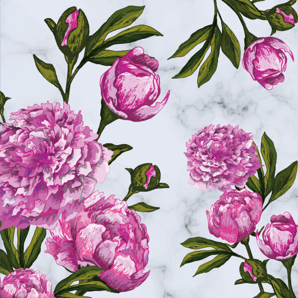 Zelltuch-Servietten, bunt, 33 x 33 cm, Lovely peonies 1 x 20 Stk. (20 Stk.)
