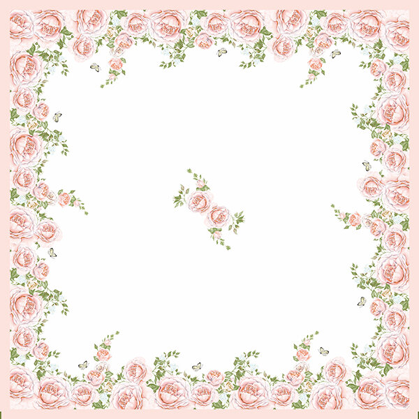 Mitteldecke Papier, Rosa, Grün, 84 x 84 cm, Rose Glory 10 x 1 Stk. (10 Stk.)