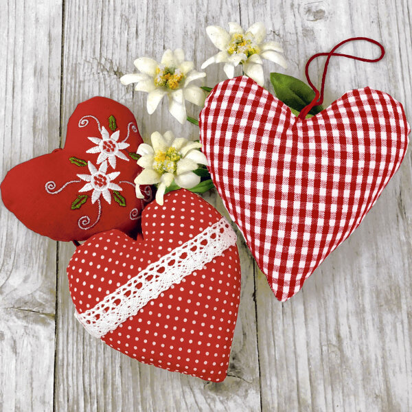 Papierservietten, Rot, 24 x 24 cm, Bavarian Hearts 12 x 20 Stk. (240 Stk.)