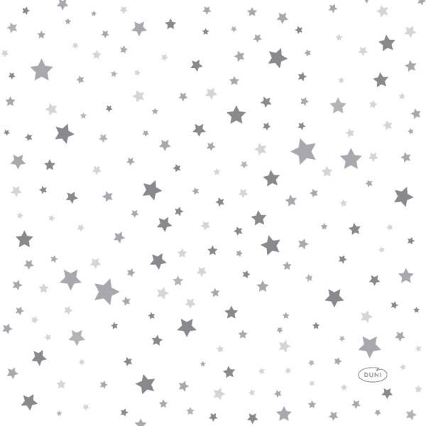 Papierservietten, Grau, Weiss, 33 x 33 cm, Silver Stardust 12 x 20 Stk. (240 Stk.)