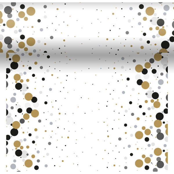 Tischset, Tischläufer, Tête-à-Tête Papier, bunt, 40 x 480 cm, Festive Bubble Black 8 x 1 Stk. (8 Stk.)