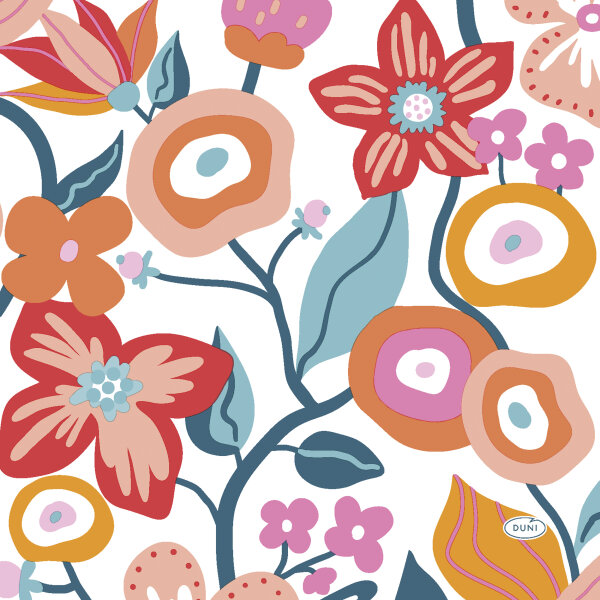 Papierservietten, bunt, 33 x 33 cm, Vibrant Bloom 1 x 20 Stk. (20 Stk.)