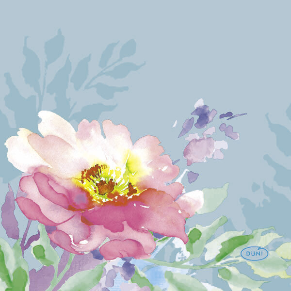 Papierservietten, Blau, Pink, 24 x 24 cm, Flowy Floral 1 x 20 Stk. (20 Stk.)