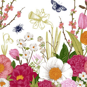 Papierservietten, bunt, 24 x 24 cm, Spring Moment 1 x 20 Stk. (20 Stk.)