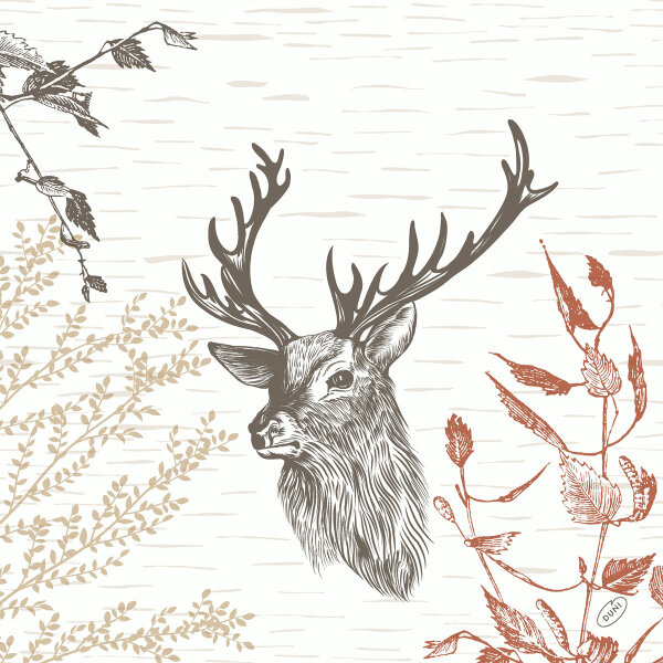 Classic-Serviette, Zelltuch, Weiss, Grau, 40 x 40 cm, Wood & Deer 6 x 50 Stk. (300 Stk.)