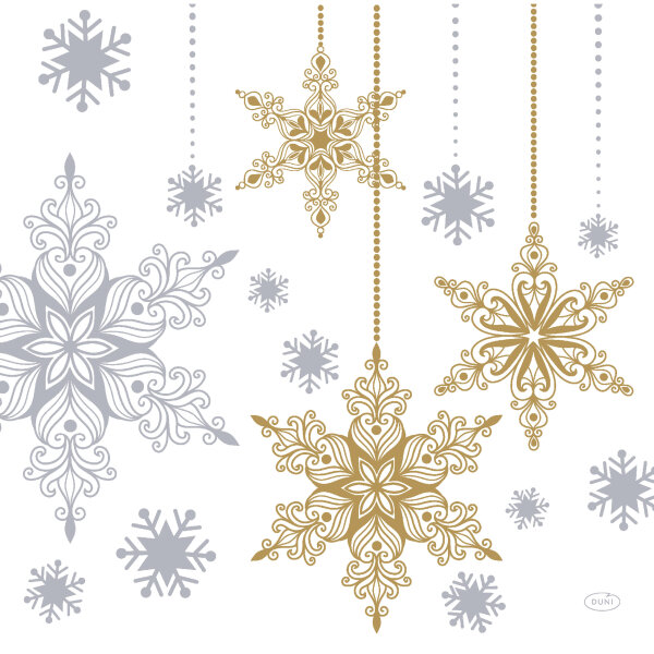 Papierservietten, Weiss, Silber, 40 x 40 cm, Snowstars White 1 x 12 Stk. (12 Stk.)