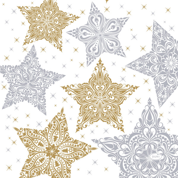 Papierservietten, Weiss, Silber, 33 x 33 cm, Snowstars White 1 x 20 Stk. (20 Stk.)