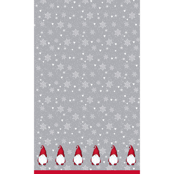 Tischdecke Dunicel, Grau, Weiss, 138 x 220 cm, Winter Flakes Tomte 1 Stk.