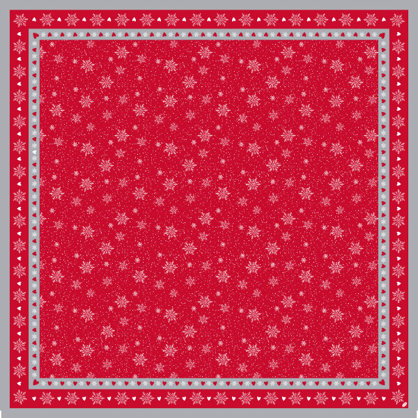 Mitteldecke Papier, Rot, Grau, 84 x 84 cm, Winter Flakes 1 Stk.