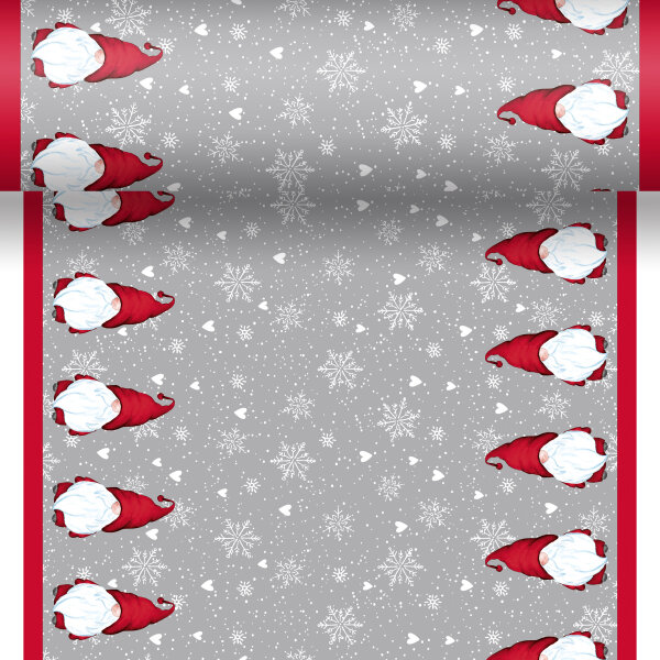 Tischset, Tischläufer, Tête-à-Tête Papier, Grau, Weiss, 40 x 480 cm, Winter Flakes Tomte 8 x 1 Stk. (8 Stk.)