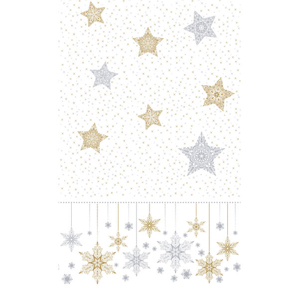 Tischdecke Dunicel, Weiss, Gold, 138 x 280 cm, Snowstars White
