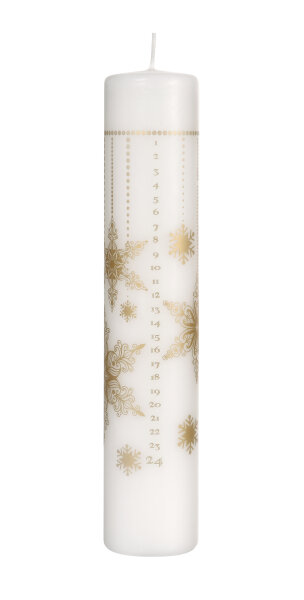 Stumpenkerze Snowstars, Weiss, 25 cm, 62 Stunden 1 x 1 Stk. (1 Stk.)