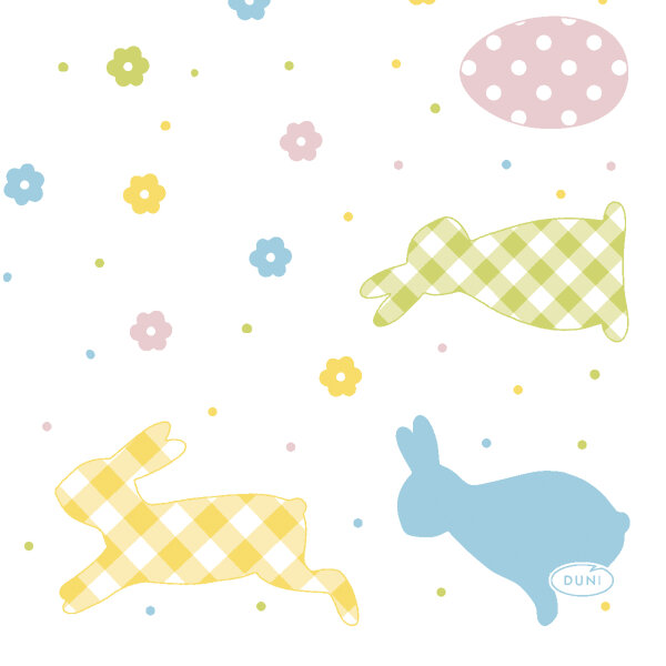 Papierservietten, bunt, 24 x 24 cm, Bunnies & Eggs 1 x 20 Stk. (20 Stk.)