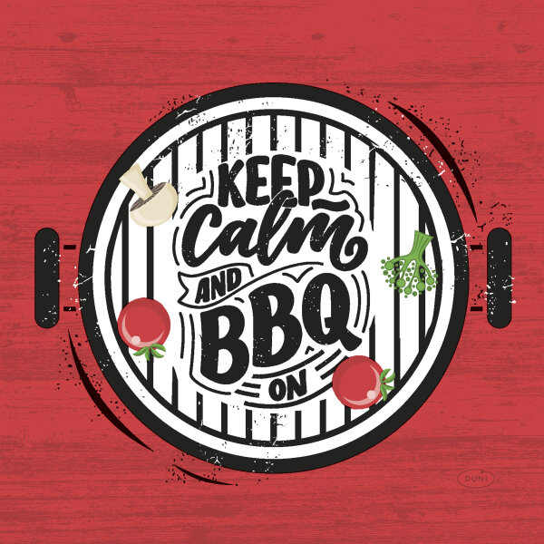 Papierservietten, Rot, Schwarz, 33 x 33 cm, BBQ Grill 12 x 20 Stk. (240 Stk.)