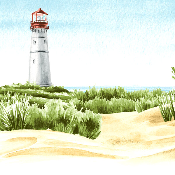 Papierservietten, bunt, 33 x 33 cm, Beach Lighthouse 1 x 20 Stk. (20 Stk.)