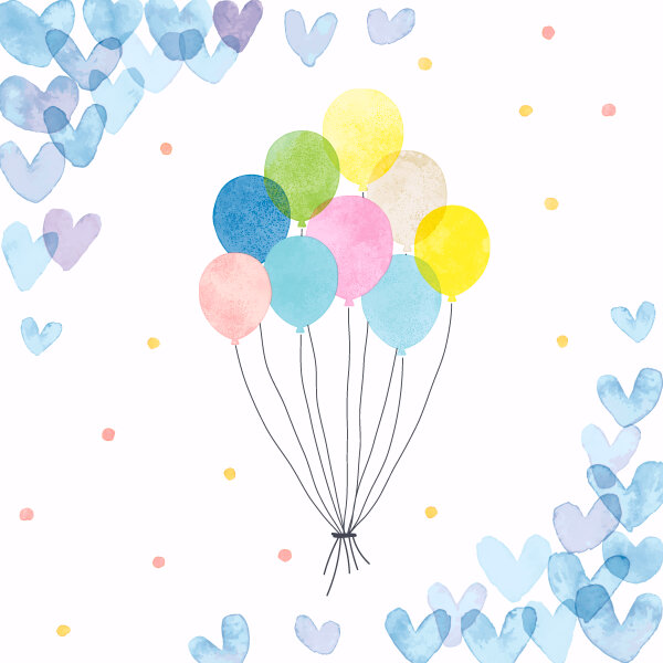 Papierservietten, Blau, Weiss, 33 x 33 cm, Hearts Balloons 1 x 20 Stk. (20 Stk.)