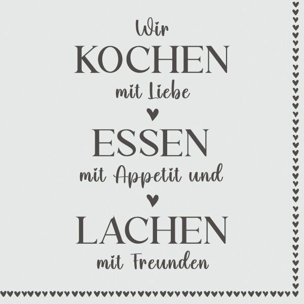 Zelltuch-Servietten, Grau, Schwarz, 33 x 33 cm, Cook & Eat 1 x 20 Stk. (20 Stk.)