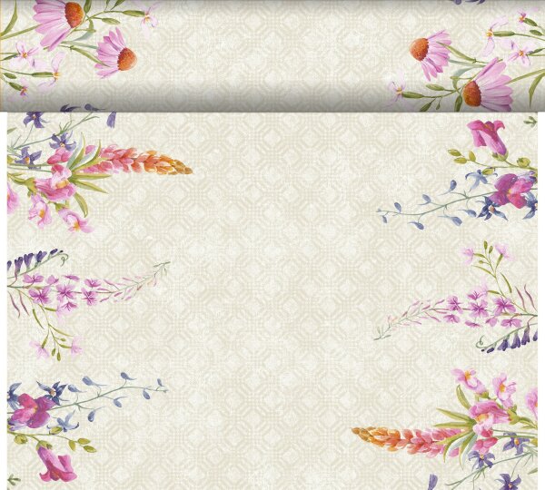 Tischläufer, Tête-à-Tête, Beige, bunt, 0.40 x 24 m, Floret 1 Stk.