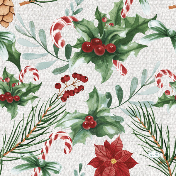 Papierservietten, Rot, Dunkelgrün, 33 x 33 cm, Seasonal Delight 1 x 20 Stk. (20 Stk.)