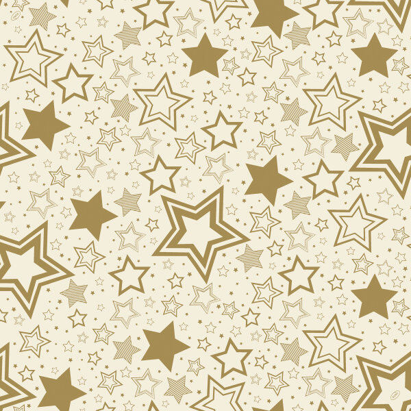 Papierservietten, Crème, Gold, 40 x 40 cm, Holiday Star Cream 12 x 12 Stk. (144 Stk.)