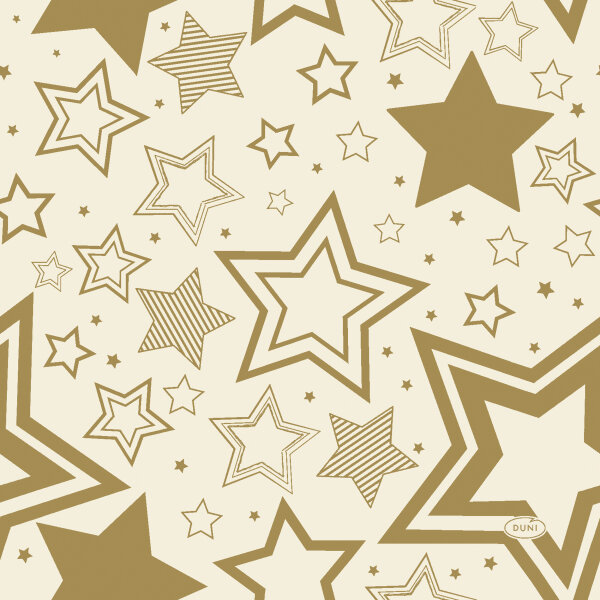 Papierservietten, Crème, Gold, 33 x 33 cm, Holiday Star Cream 1 x 20 Stk. (20 Stk.)