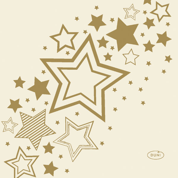 Papierservietten, Crème, Gold, 24 x 24 cm, Holiday Star Cream 1 x 20 Stk. (20 Stk.)