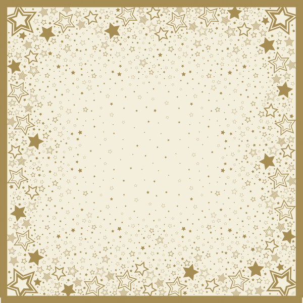 Mitteldecke Papier, Créme, Gold, 84 x 84 cm, Holiday Star Cream 1 Stk.