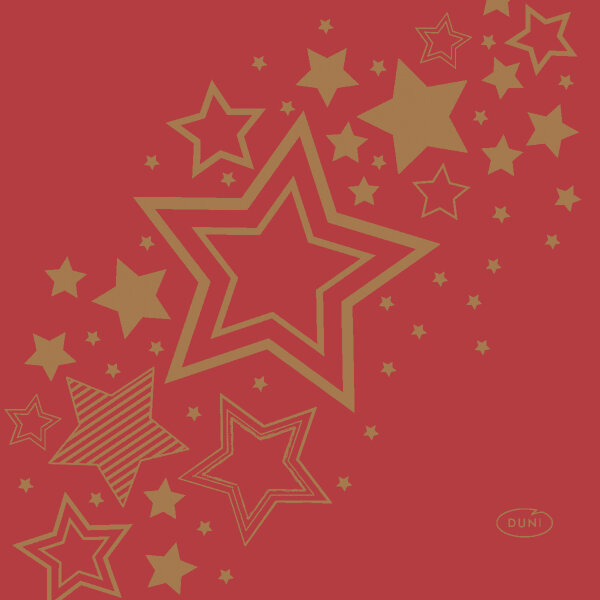 Papierservietten, Rot, Gold, 24 x 24 cm, Holiday Star Red 12 x 20 Stk. (240 Stk.)
