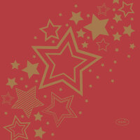 Papierservietten, Rot, Gold, 24 x 24 cm, Holiday Star Red...