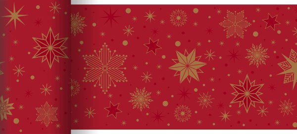 Tischläufer Papier, Rot, Gold, 0.15 x 20 m, Stargazing Red 1 x 1 Stk. (1 Stk.)