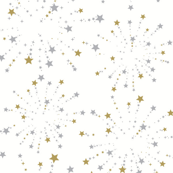 Papierservietten, Gold, Weiss, 33 x 33 cm, Sparklers