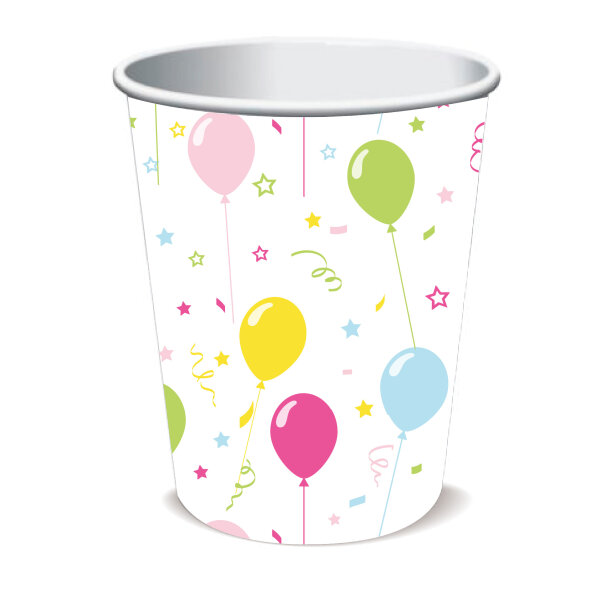 Bio Pappbecher, bunt, 20 cl, Balloon Fun 1 x 10 Stk. (10 Stk.)