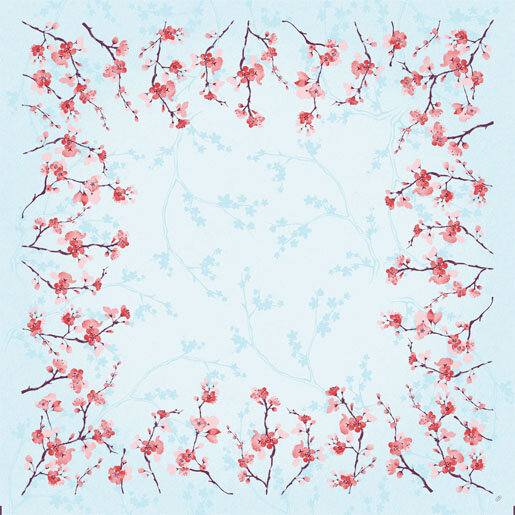 Mitteldecken Papier, Hellblau, Pink, 84 x 84 cm, Cherry Breeze Blue