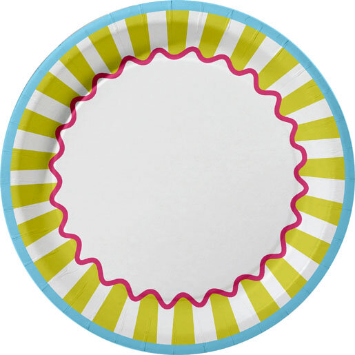 Pappteller, bunt, ø 22 cm, Pop Stripes